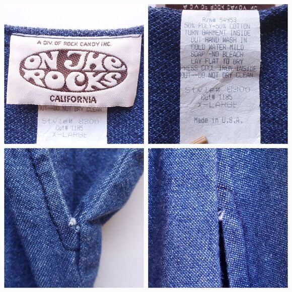 Vintage LS Maxi Dress Sz XL Blue Teacher Lagenlook 80s Bird Patch Knit & Woven - Picture 4 of 12